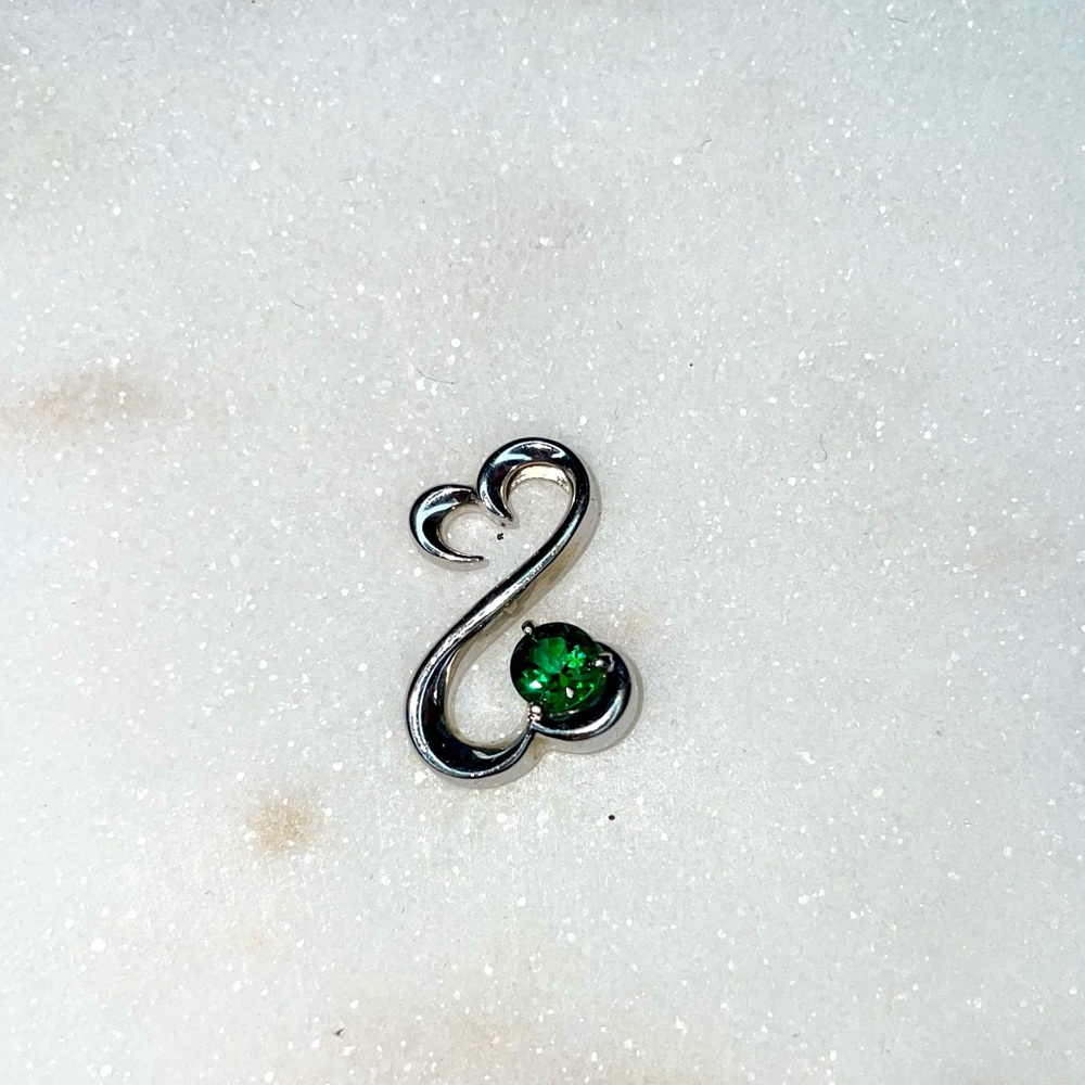 Open heart lab emerald pendant